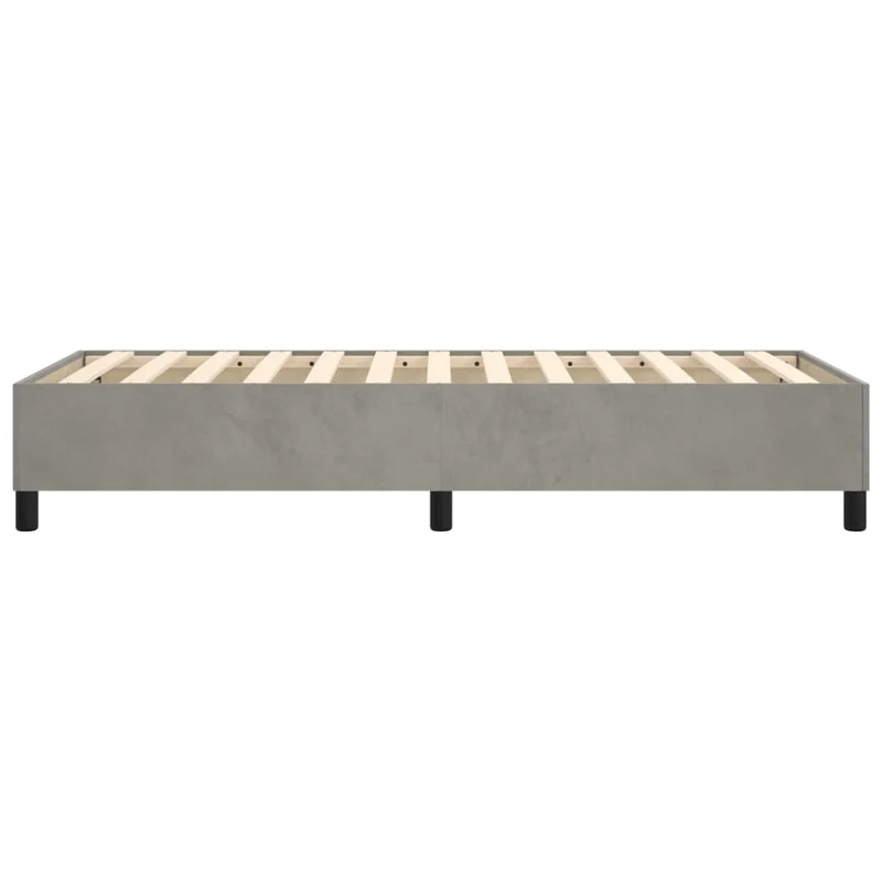 Sommier à lattes sur pieds cadre de lit 90x190 cm tissu velours gris clair TDL0207160