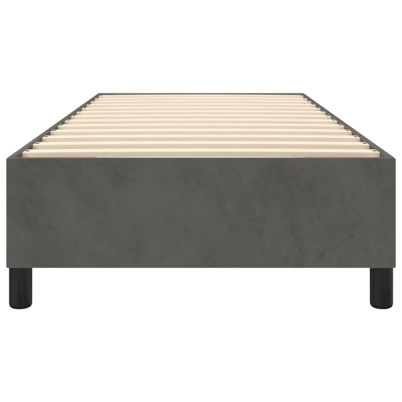 Sommier à lattes sur pieds cadre de lit 100x200 cm tissu velours gris foncé TDL0207148