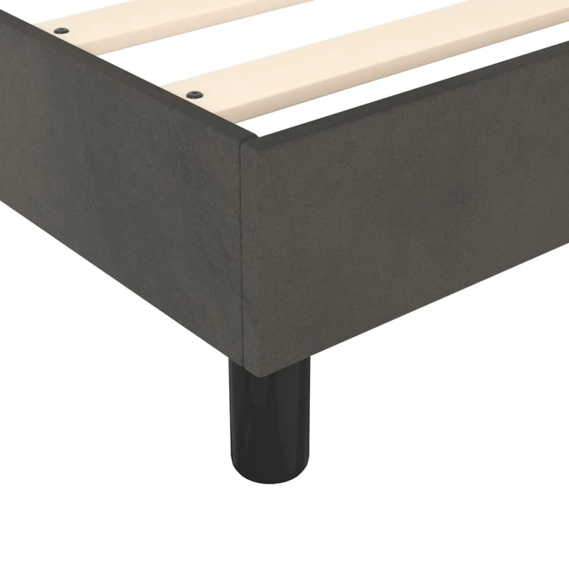 Sommier à lattes sur pieds cadre de lit 100x200 cm tissu velours gris foncé TDL0207148