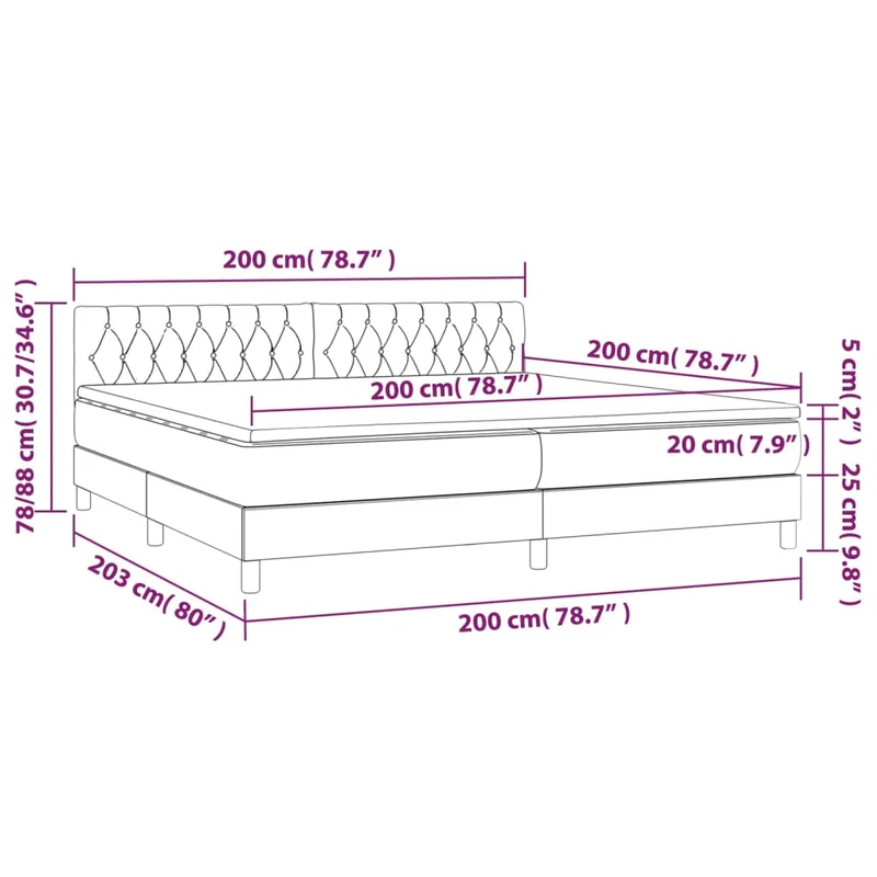 Cadre de lit LED avec sommier tête de lit matelas surmatelas 200x200 cm tissu velours gris clair TDL0207761