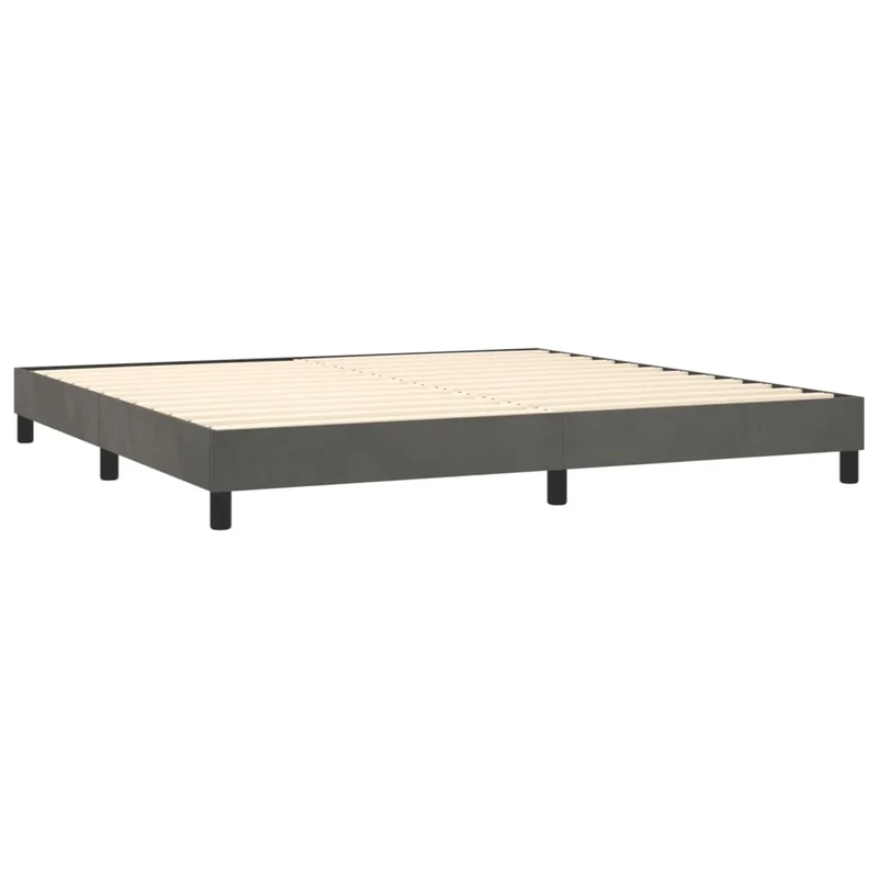 Cadre de lit LED avec sommier tête de lit matelas surmatelas 200x200 cm tissu velours gris foncé TDL0207688