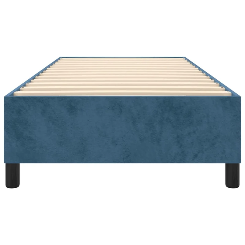 Sommier à lattes sur pieds cadre de lit 90x190 cm tissu velours bleu foncé TDL0207301