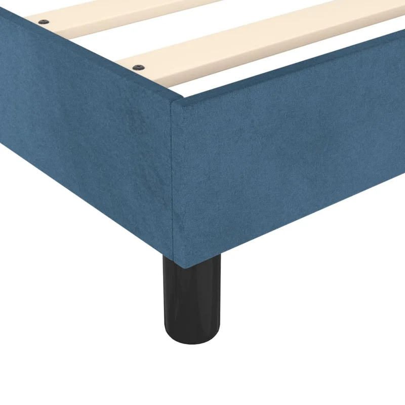 Sommier à lattes sur pieds cadre de lit 90x190 cm tissu velours bleu foncé TDL0207301