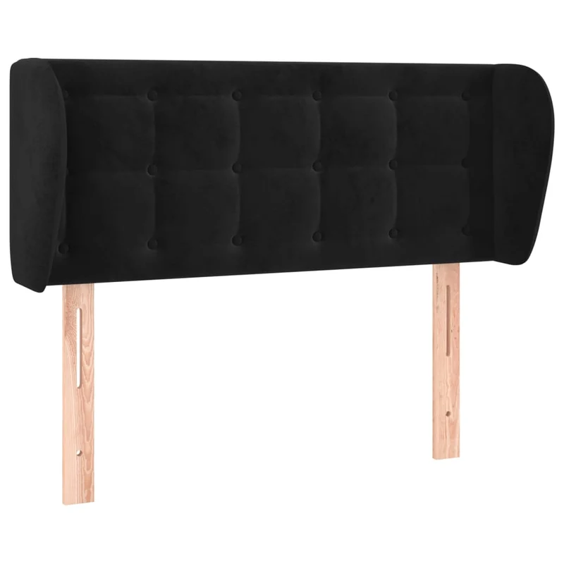 Tête de lit accessoire couchage chambre à coucher meuble avec rebord latéral capitonné 83 x 23 x 78/88 cm Tissu velours noir TDL0204418