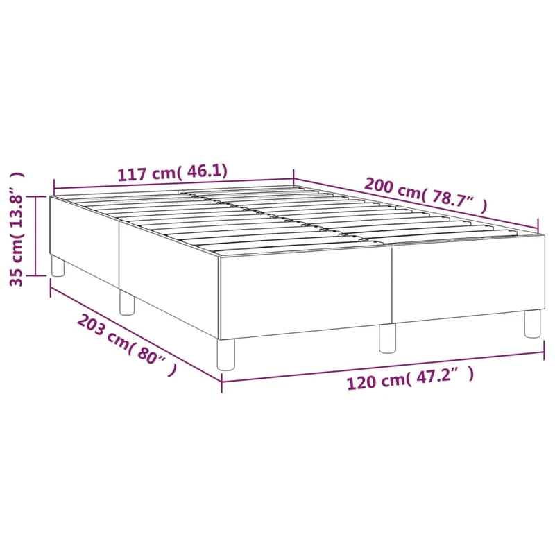 Sommier à lattes sur pieds cadre de lit 120x200 cm tissu velours gris foncé TDL0207142