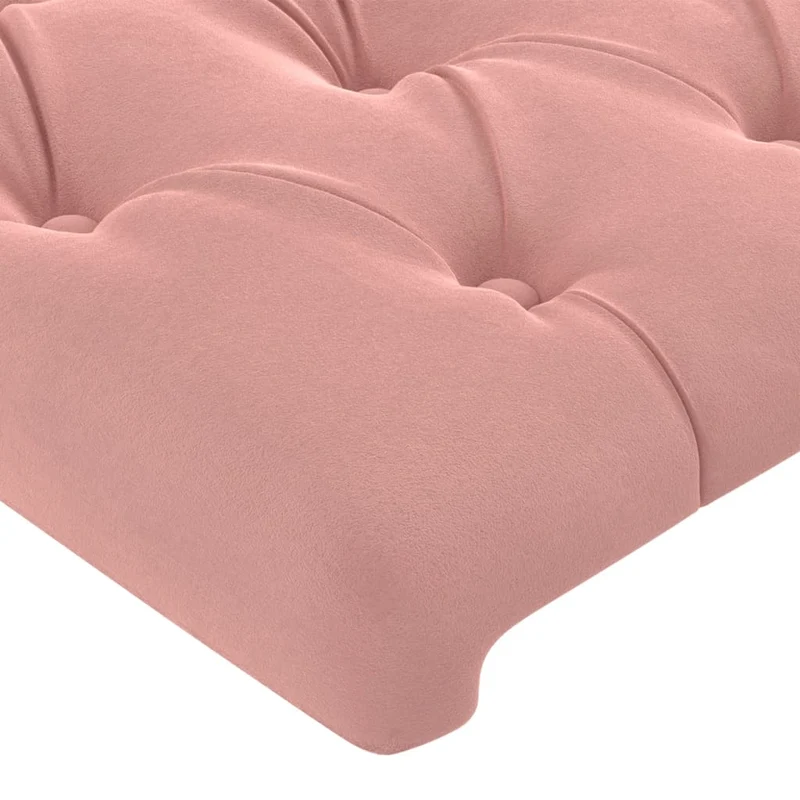 Tête de lit accessoire couchage chambre à coucher meuble avec rebord latéral capitonné 103 x 16 x 118/128 cm Tissu velours rose TDL0204369