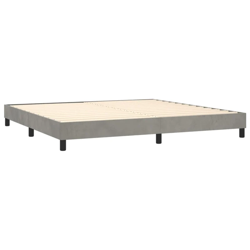 Cadre de lit LED avec sommier tête de lit matelas surmatelas 200x200 cm tissu velours gris clair TDL0207773