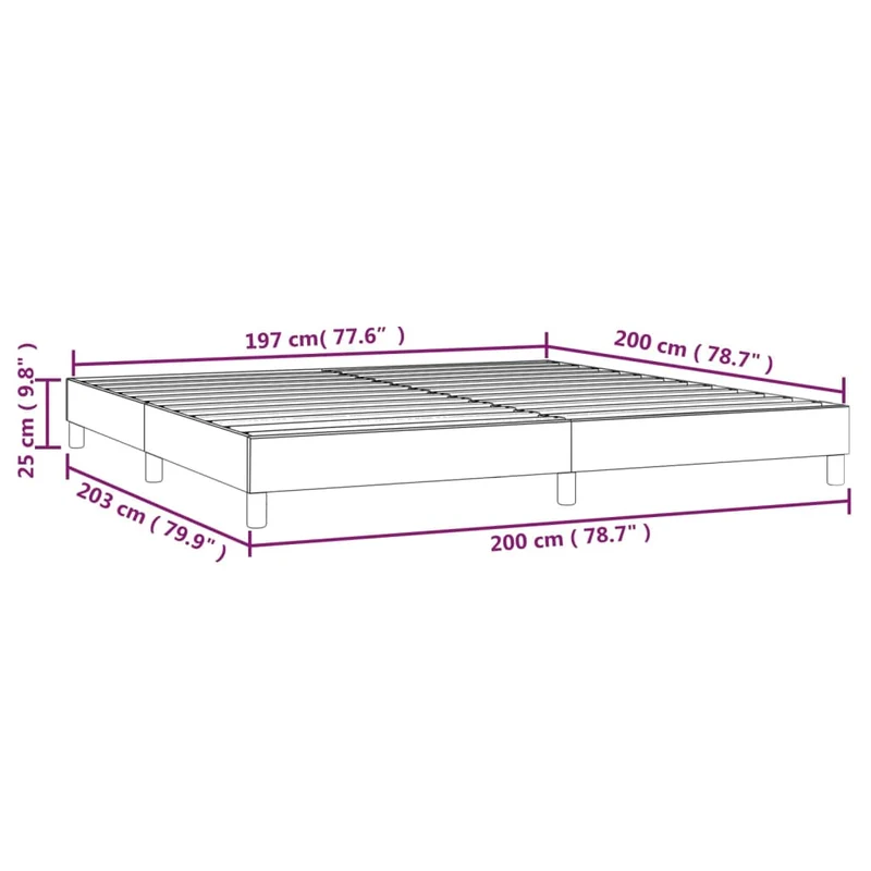 Sommier à lattes sur pieds cadre de lit 200x200 cm tissu crème TDL0207253