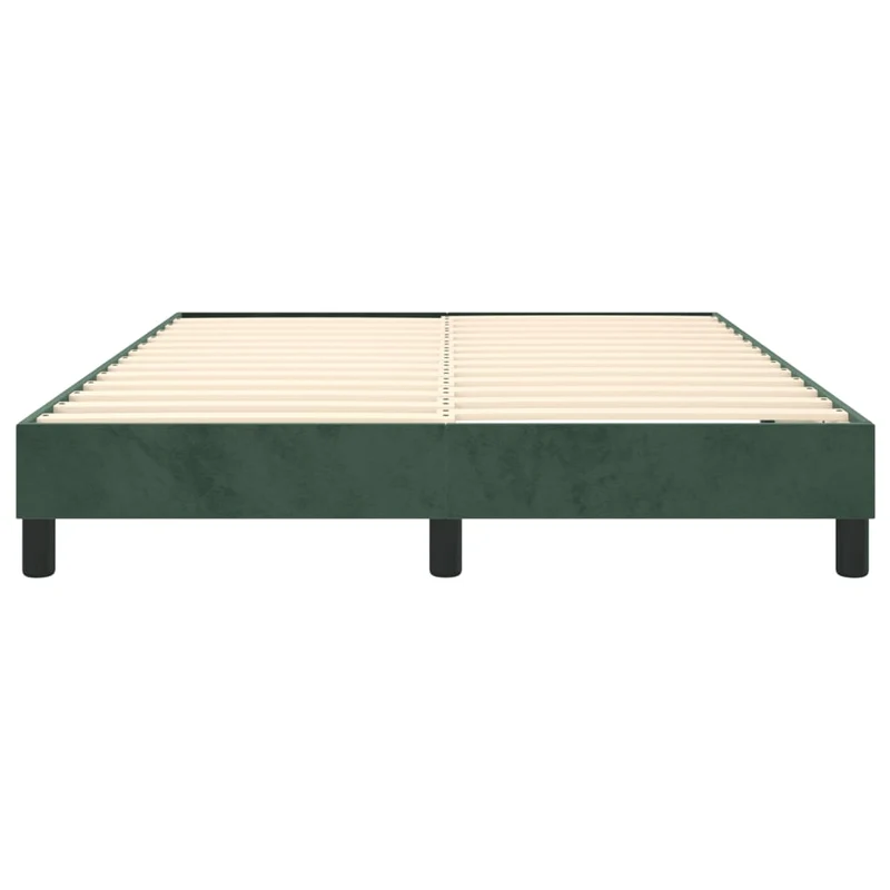 Sommier à lattes sur pieds cadre de lit 140x190 cm tissu velours vert foncé TDL0206885