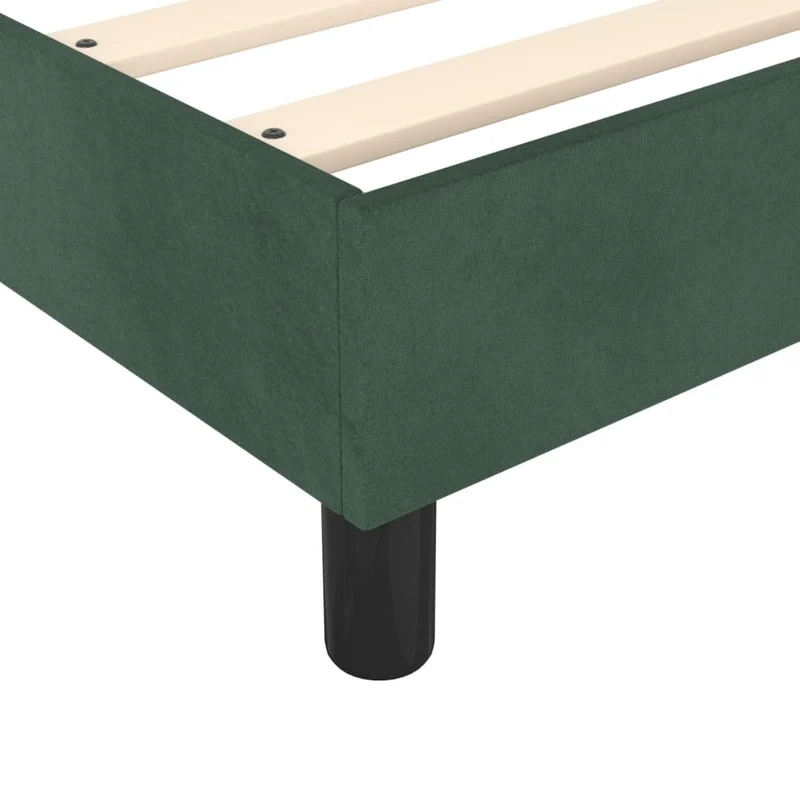 Sommier à lattes sur pieds cadre de lit 140x190 cm tissu velours vert foncé TDL0206885