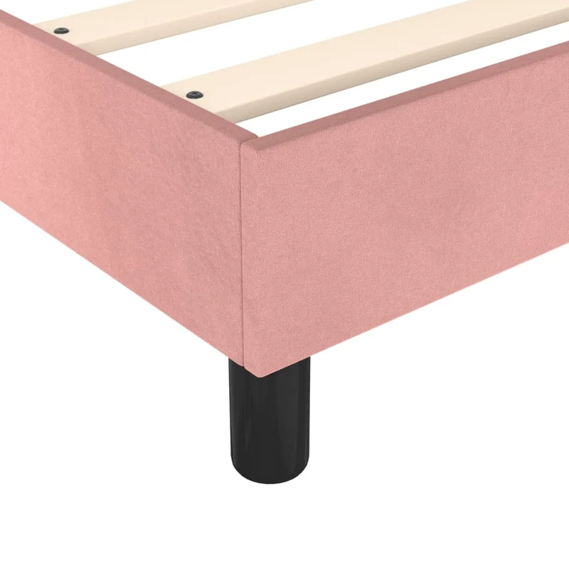 Sommier à lattes sur pieds cadre de lit 80x200 cm tissu velours rose TDL0206951