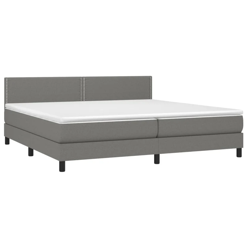 Cadre de lit LED avec sommier tête de lit matelas 200x200 cm tissu gris foncé TDL0208299
