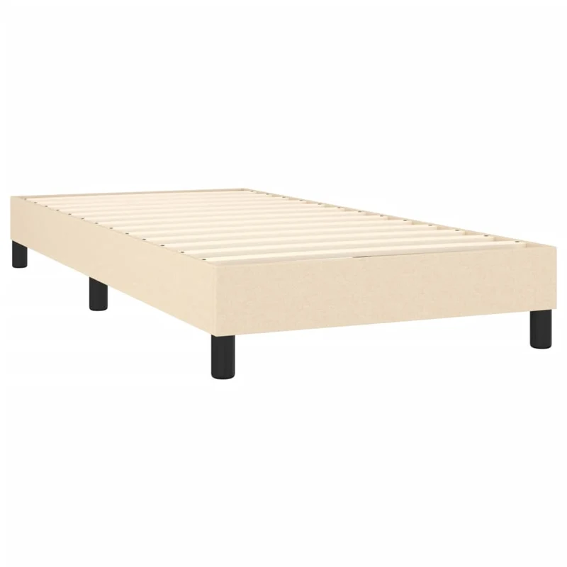 Sommier à lattes sur pieds cadre de lit 90x190 cm tissu crème TDL0207240