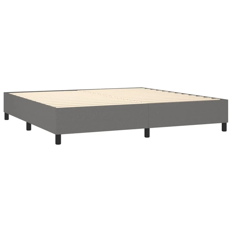 Cadre de lit LED avec sommier tête de lit matelas 200x200 cm tissu gris foncé TDL0208311