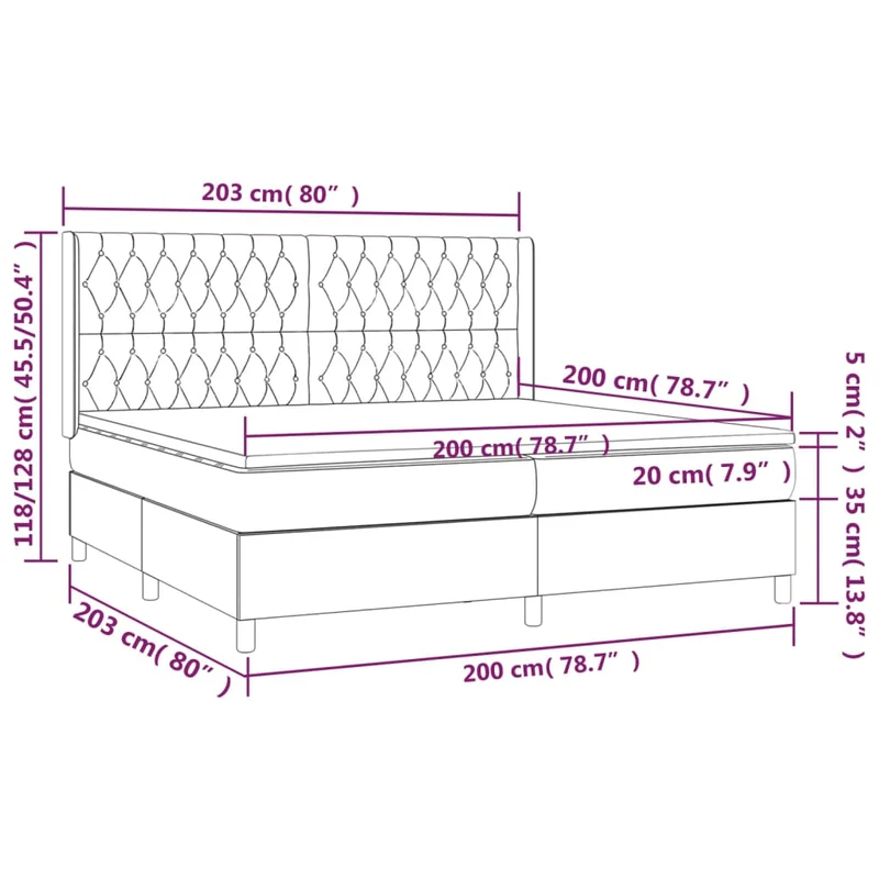 Cadre de lit LED avec sommier tête de lit matelas 200x200 cm tissu gris foncé TDL0208311