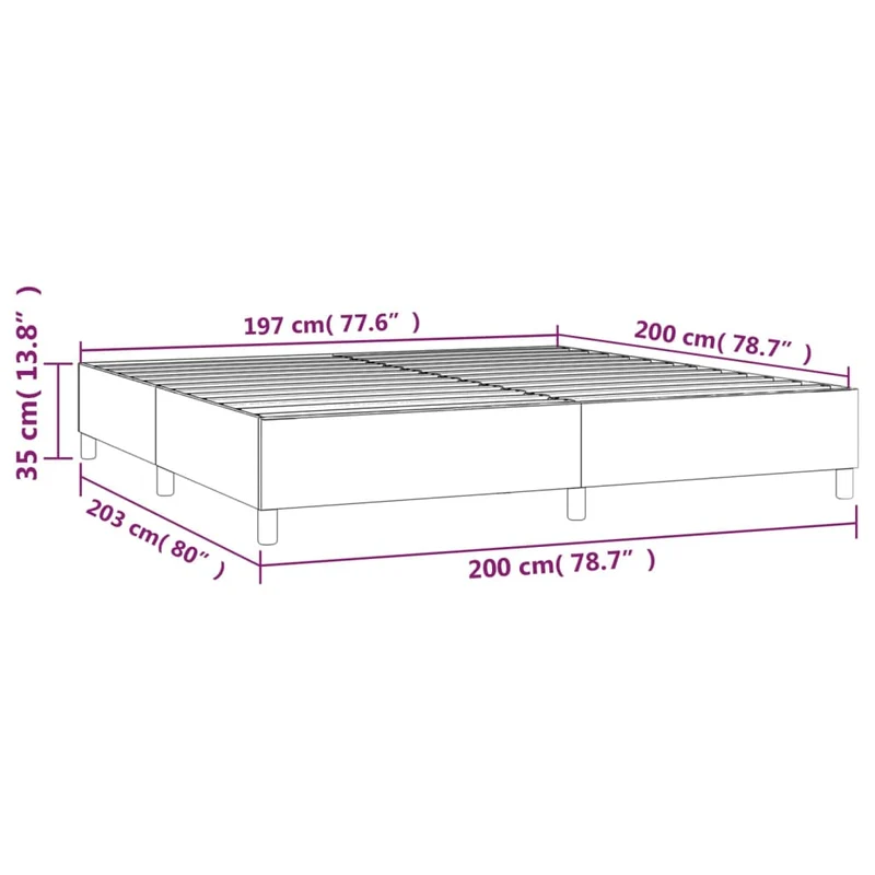 Sommier à lattes sur pieds cadre de lit 200x200 cm tissu crème TDL0207251