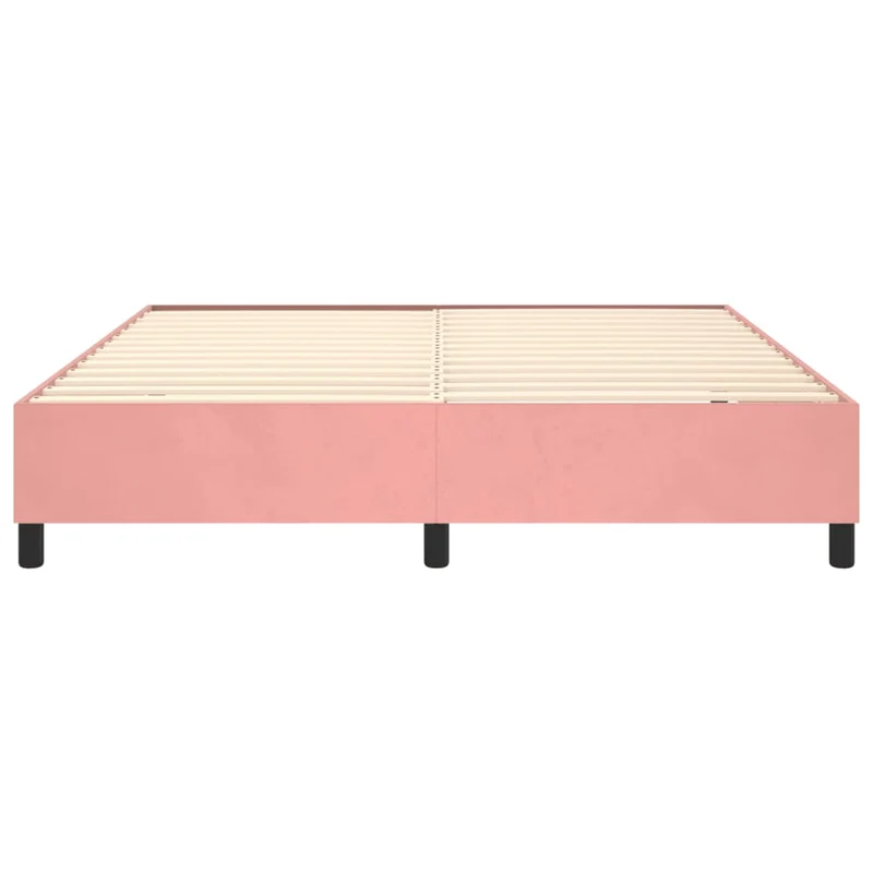 Sommier à lattes sur pieds cadre de lit 200x200 cm tissu velours rose TDL0206953