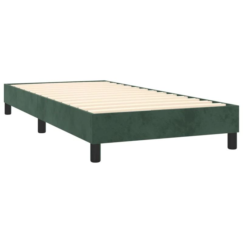 Sommier à lattes sur pieds cadre de lit 100x200 cm tissu velours vert foncé TDL0206889