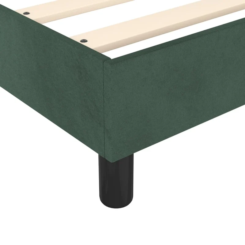 Sommier à lattes sur pieds cadre de lit 100x200 cm tissu velours vert foncé TDL0206889
