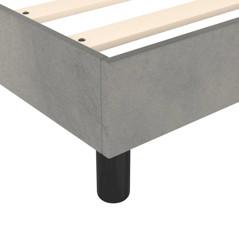 Sommier à lattes sur pieds cadre de lit 80x200 cm tissu velours gris clair TDL0207166