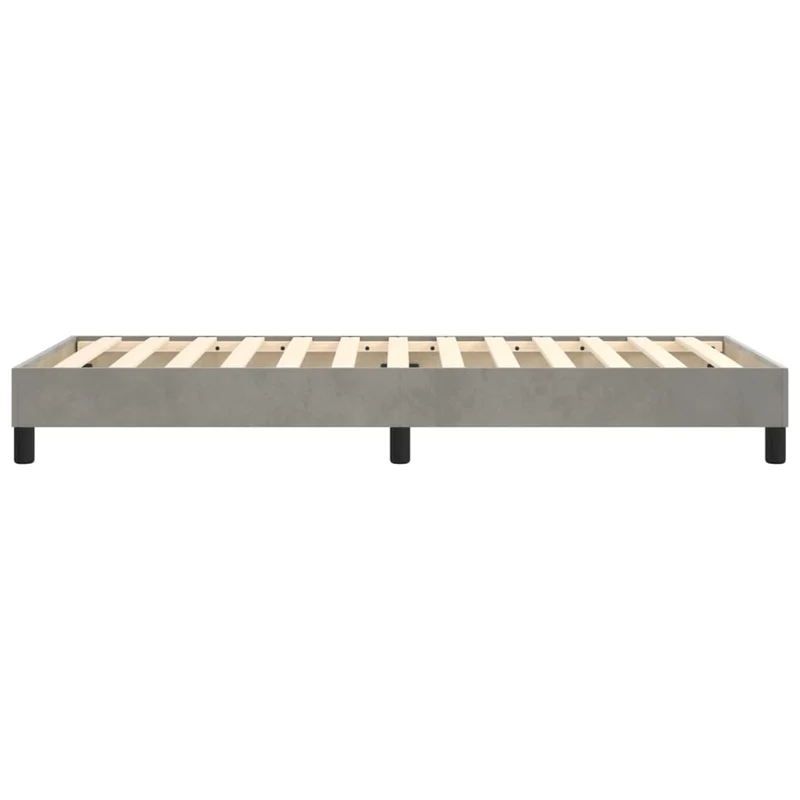 Sommier à lattes sur pieds cadre de lit 90x190 cm tissu velours gris clair TDL0207159