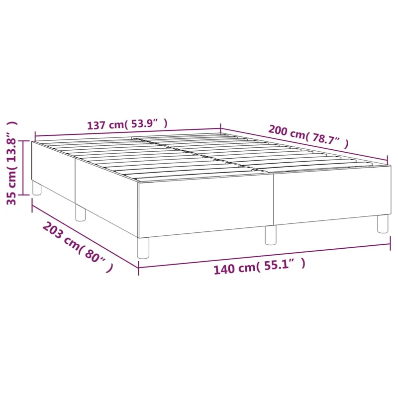 Sommier à lattes sur pieds cadre de lit 140x200 cm tissu gris clair TDL0207191