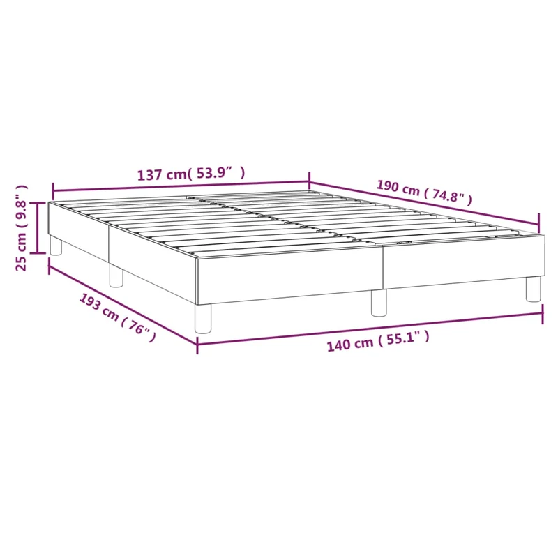 Sommier à lattes sur pieds cadre de lit 140x190 cm tissu gris foncé TDL0207139