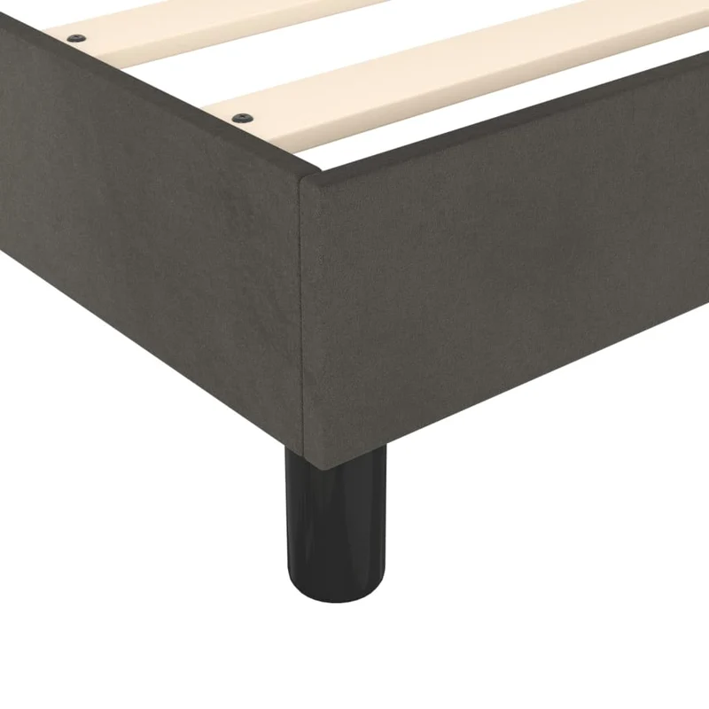 Sommier à lattes sur pieds cadre de lit 90x190 cm tissu velours gris foncé TDL0207100