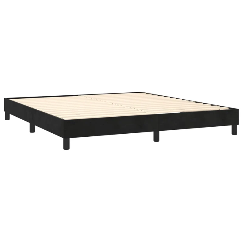 Sommier à lattes sur pieds cadre de lit 180x200 cm tissu velours noir TDL0206996