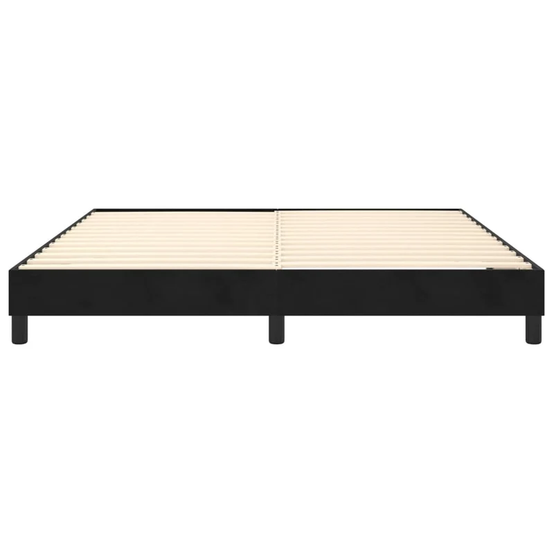 Sommier à lattes sur pieds cadre de lit 180x200 cm tissu velours noir TDL0206996