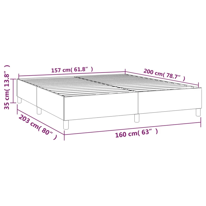 Sommier à lattes sur pieds cadre de lit 160x200 cm tissu gris foncé TDL0207128