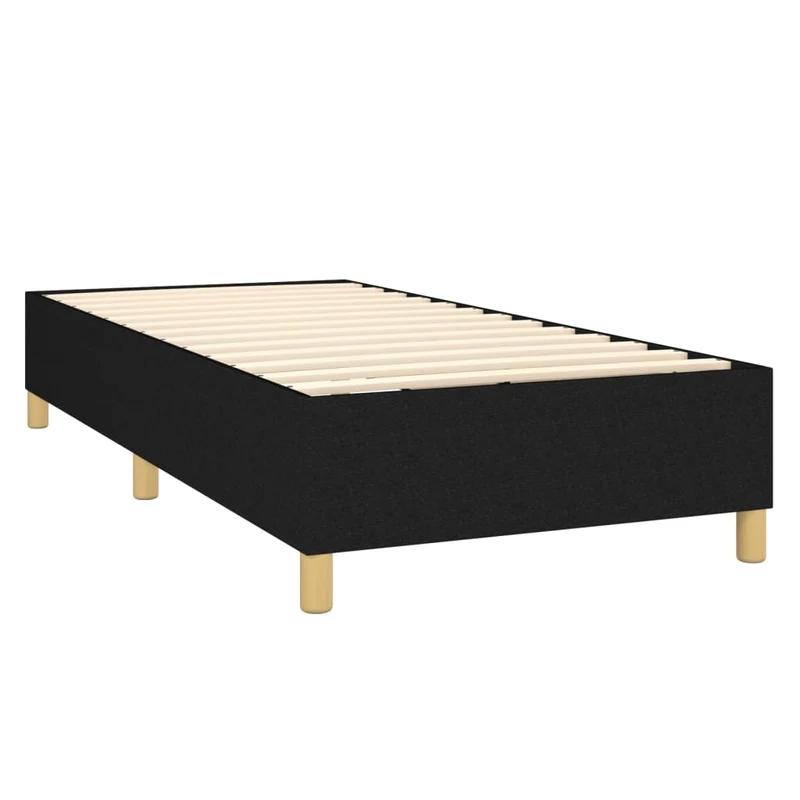 Sommier à lattes sur pieds cadre de lit 100x200 cm tissu noir TDL0207041
