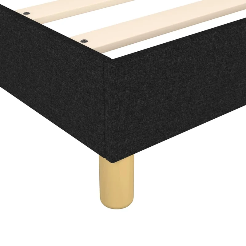 Sommier à lattes sur pieds cadre de lit 100x200 cm tissu noir TDL0207041