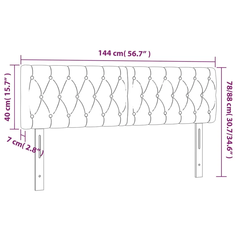Tête de lit accessoire couchage chambre à coucher meuble à LED 144 x 7 x 78/88 cm tissu gris foncé TDL0201144
