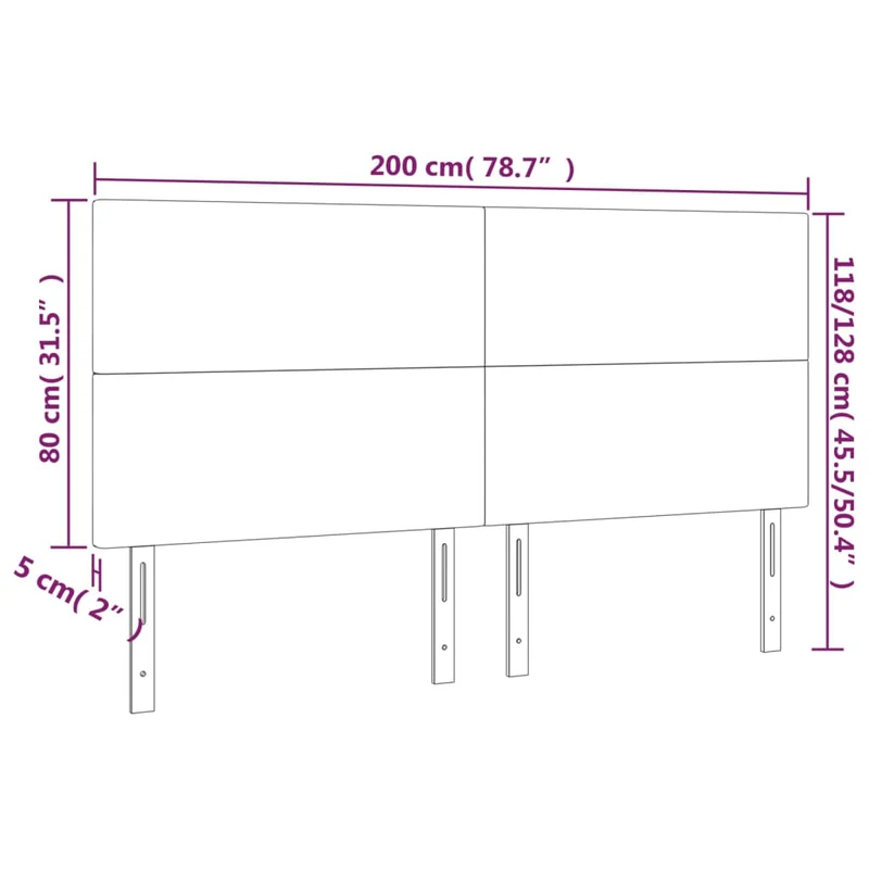 Tête de lit accessoire couchage chambre à coucher meuble 4 parties 100 x 5 x 78/88 cm tissu gris foncé TDL0206022