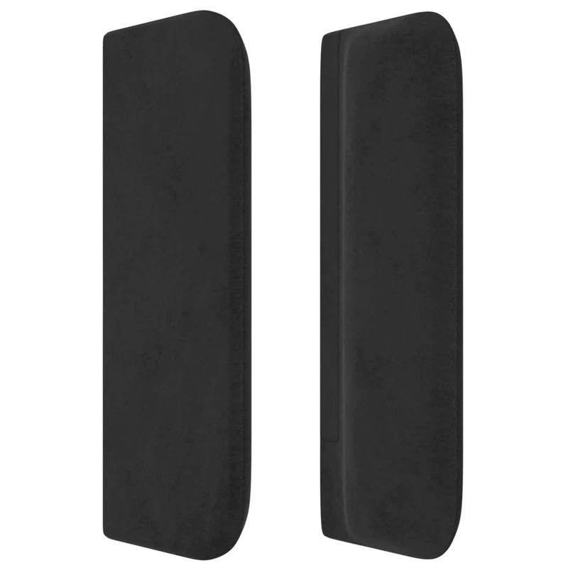 Tête de lit accessoire couchage chambre à coucher meuble avec rebord latéral 203 x 16 x 78/88 cm Tissu velours noir TDL0204491