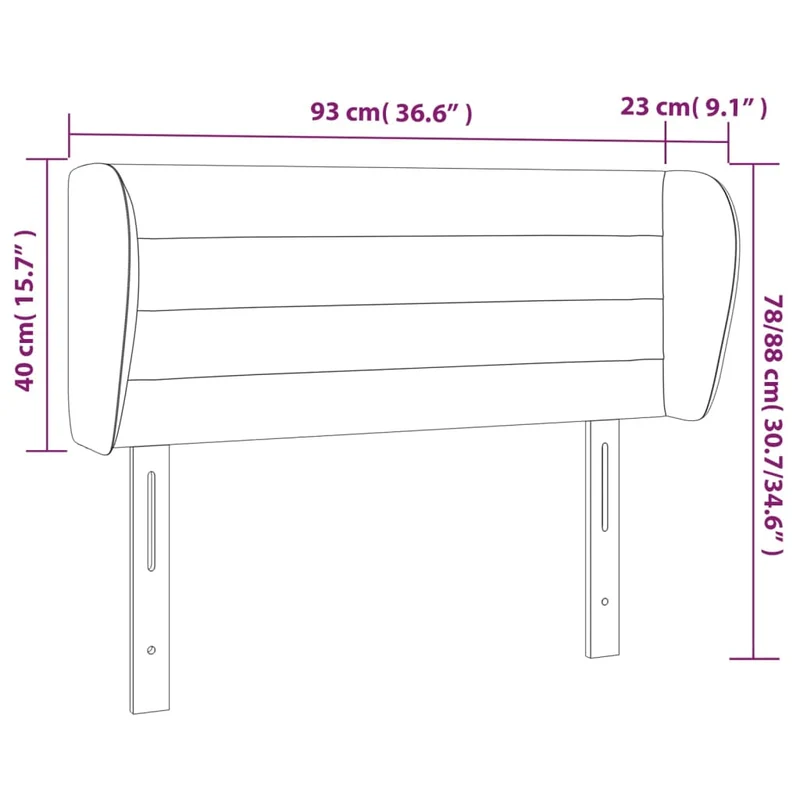 Tête de lit accessoire couchage chambre à coucher meuble avec rebord latéral 93 x 23 x 78/88 cm tissu velours gris clair TDL0205081