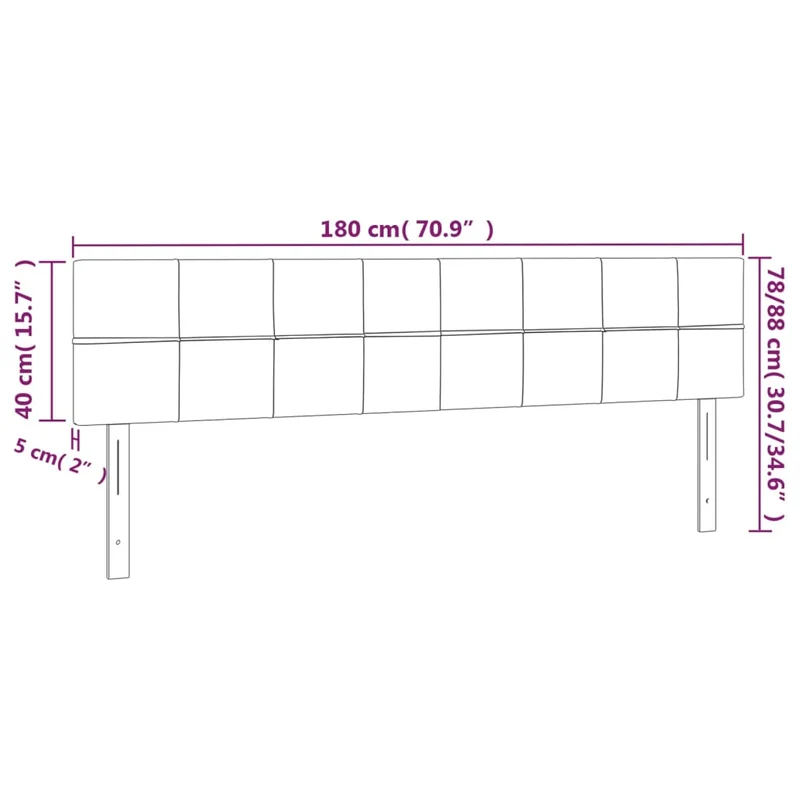 Tête de lit accessoire couchage chambre à coucher meuble 2 parties 90 x 5 x 78/88 cm tissu velours gris clair TDL0206399