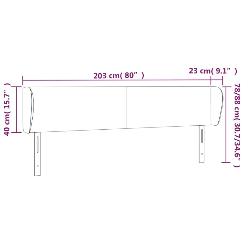 Tête de lit accessoire couchage chambre à coucher meuble avec rebord latéral 203 x 23 x 78/88 cm synthétique blanc TDL0205779