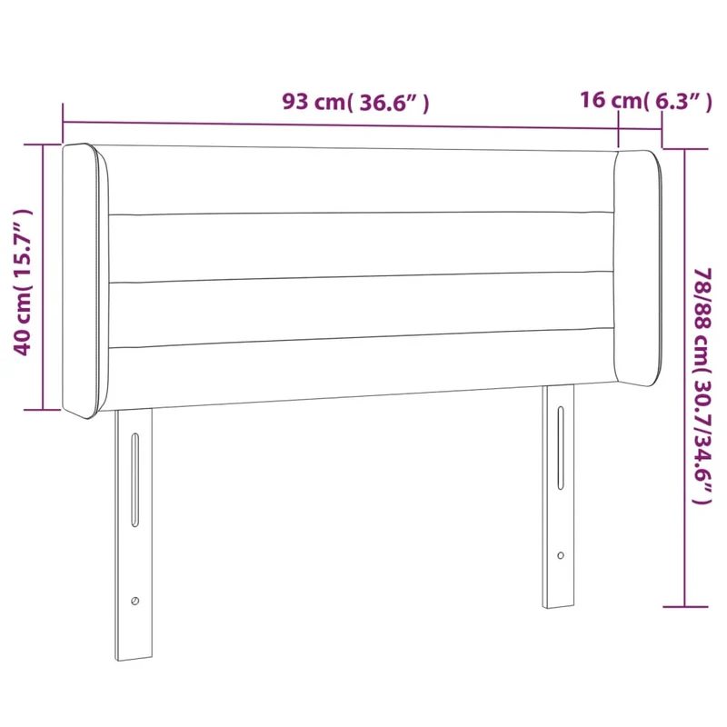 Tête de lit accessoire couchage chambre à coucher meuble avec rebord latéral 93 x 16 x 78/88 cm tissu gris foncé TDL0204868