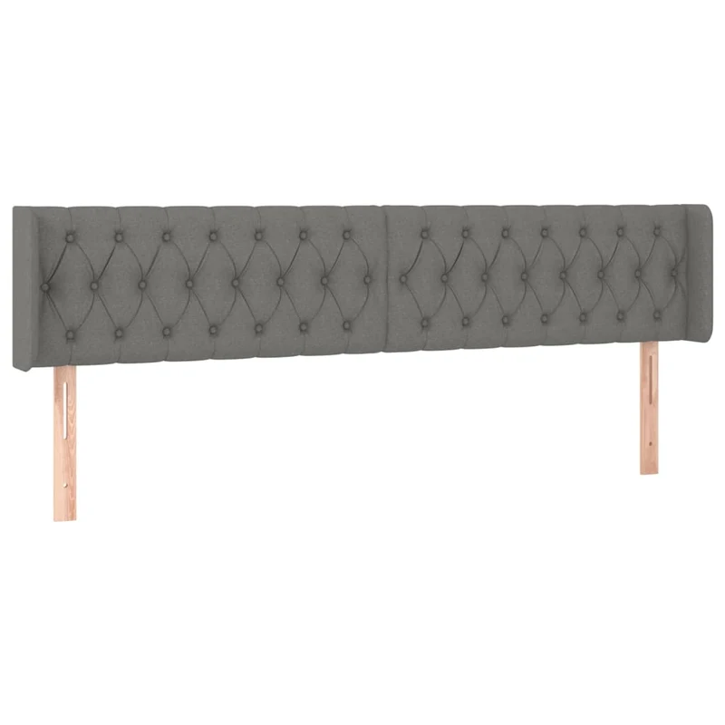 Tête de lit accessoire couchage chambre à coucher meuble capitonné avec rebord latéral 183 x 16 x 78/88 cm tissu gris foncé TDL0204965