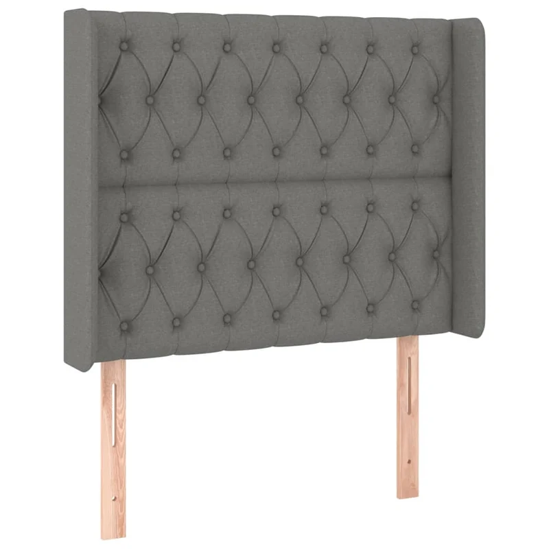 Tête de lit accessoire couchage chambre à coucher meuble capitonné avec rebord latéral 93 x 16 x 118/128 cm tissu gris foncé TDL0204871