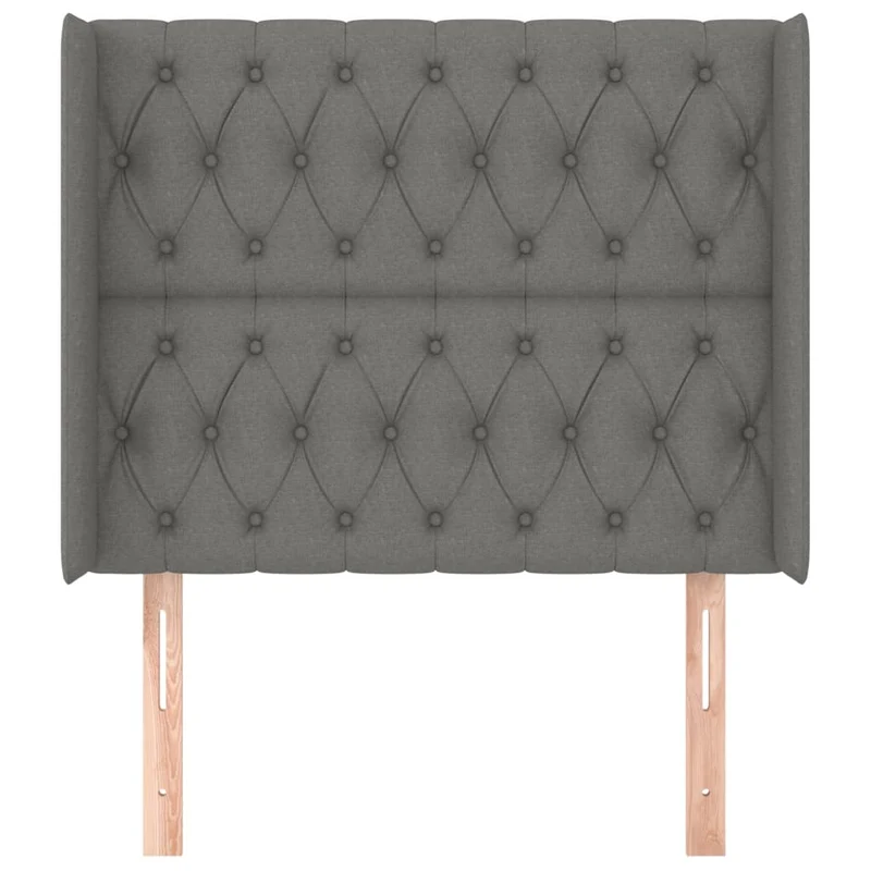 Tête de lit accessoire couchage chambre à coucher meuble capitonné avec rebord latéral 93 x 16 x 118/128 cm tissu gris foncé TDL0204871