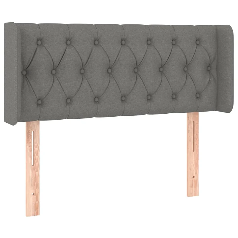 Tête de lit accessoire couchage chambre à coucher meuble capitonné avec rebord latéral 93 x 16 x 78/88 cm tissu gris foncé TDL0204864