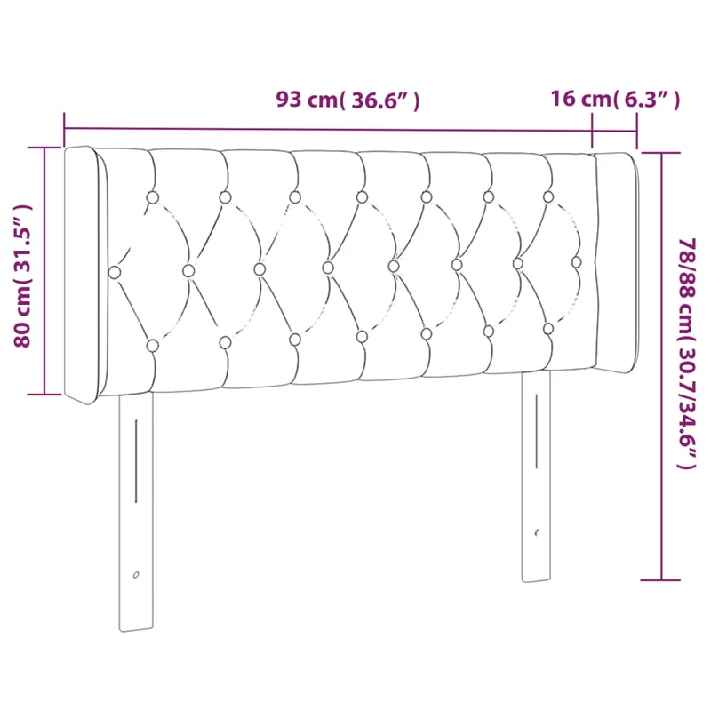 Tête de lit accessoire couchage chambre à coucher meuble capitonné avec rebord latéral 93 x 16 x 78/88 cm tissu gris foncé TDL0204864