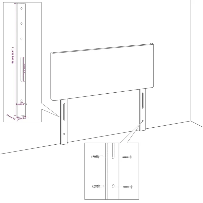 Tête de lit accessoire couchage chambre à coucher meuble 2 parties 90 x 5 x 78/88 cm tissu gris clair TDL0206406