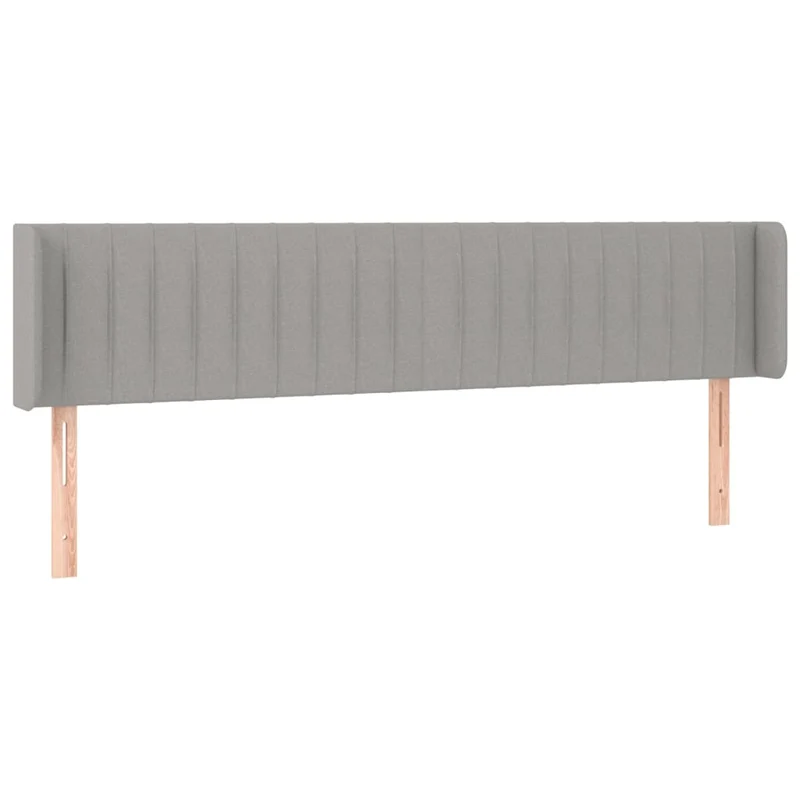 Tête de lit accessoire couchage chambre à coucher meuble avec rebord latéral 183 x 16 x 78/88 cm tissu gris clair TDL0205208