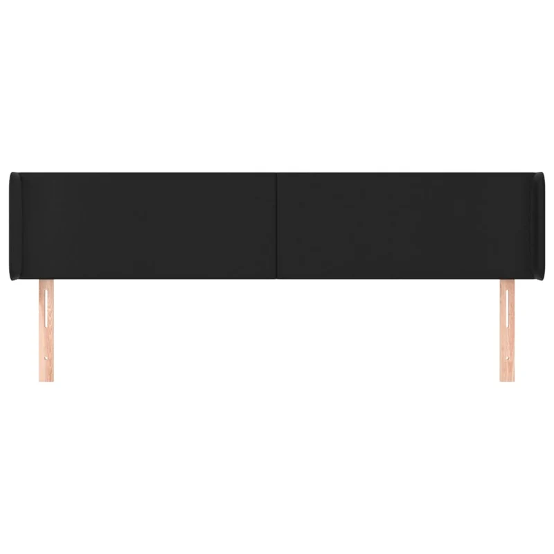 Tête de lit accessoire couchage chambre à coucher meuble avec rebord latéral 163 x 16 x 78/88 cm synthétique noir TDL0204540