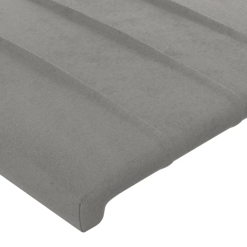 Tête de lit accessoire couchage chambre à coucher meuble avec rebord latéral 203 x 23 x 78/88 cm tissu velours gris clair TDL0205149