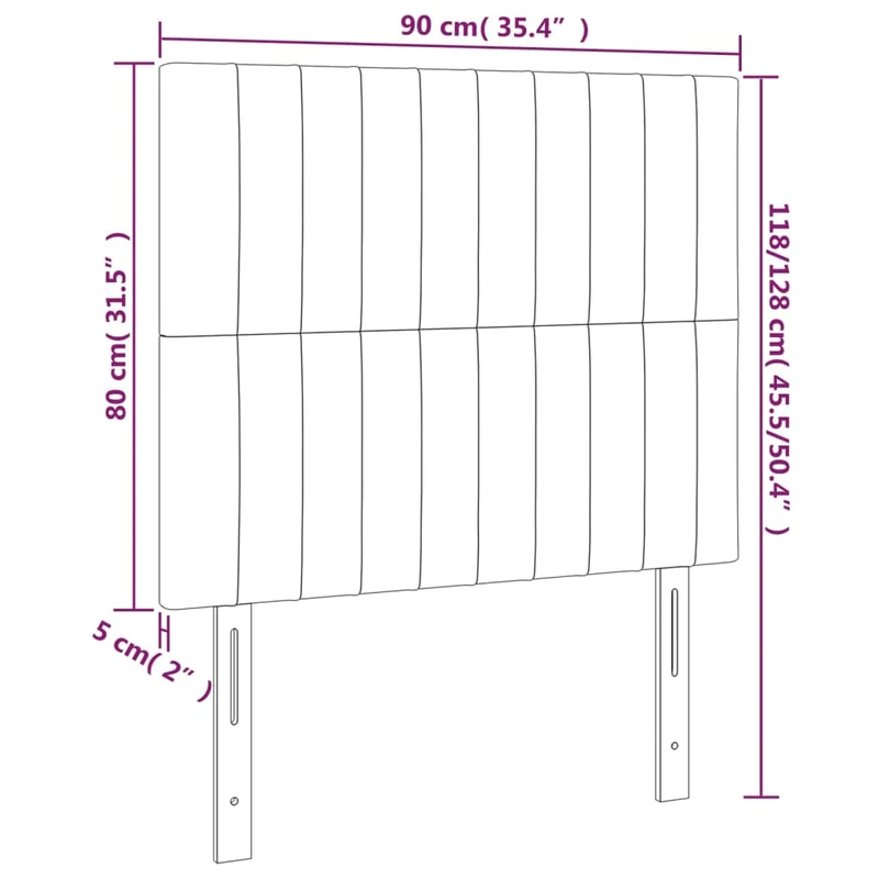 Tête de lit accessoire couchage chambre à coucher meuble 2 parties 90 x 5 x 78/88 cm tissu gris foncé TDL0206345